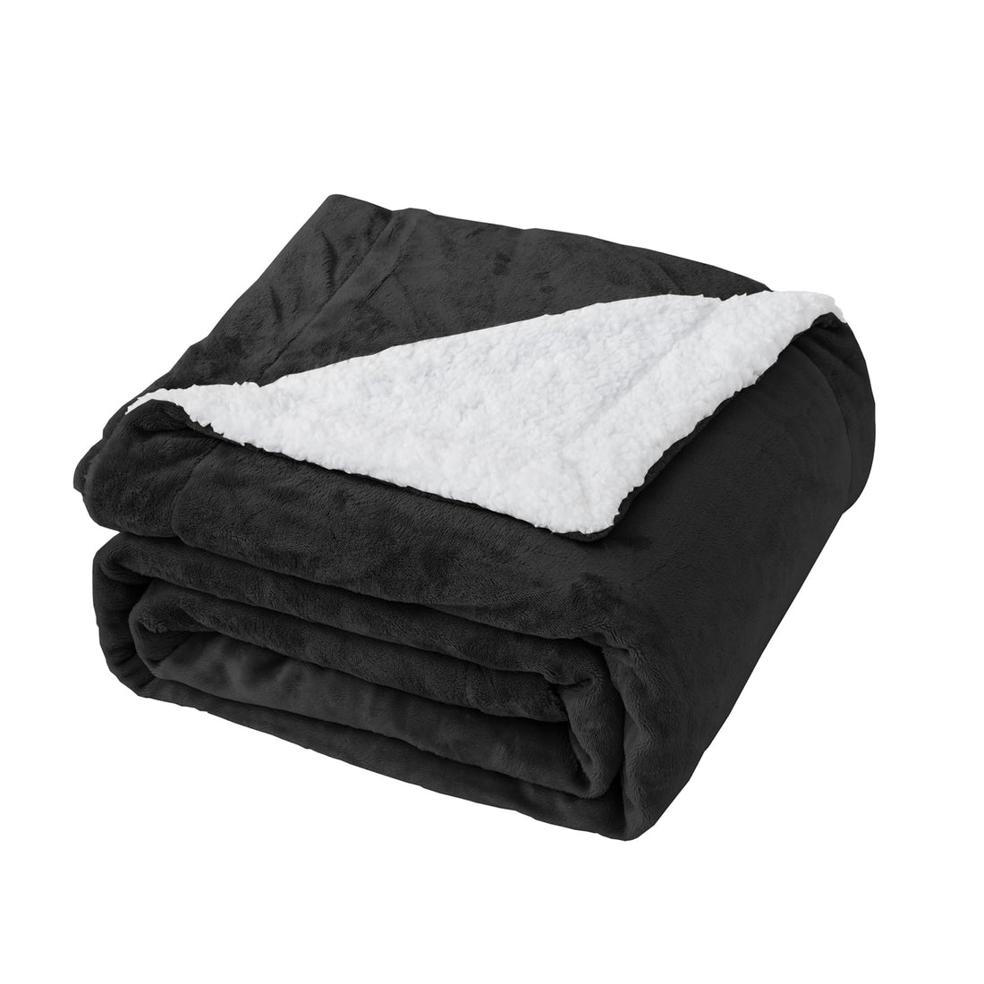 Good Nite Blanket 130x150cm Reversible Sherpa Fleece Blanket Fluffy Polyester Blanket Soft and Warm Bed Blankets for Home life and Travel (Black,Single)