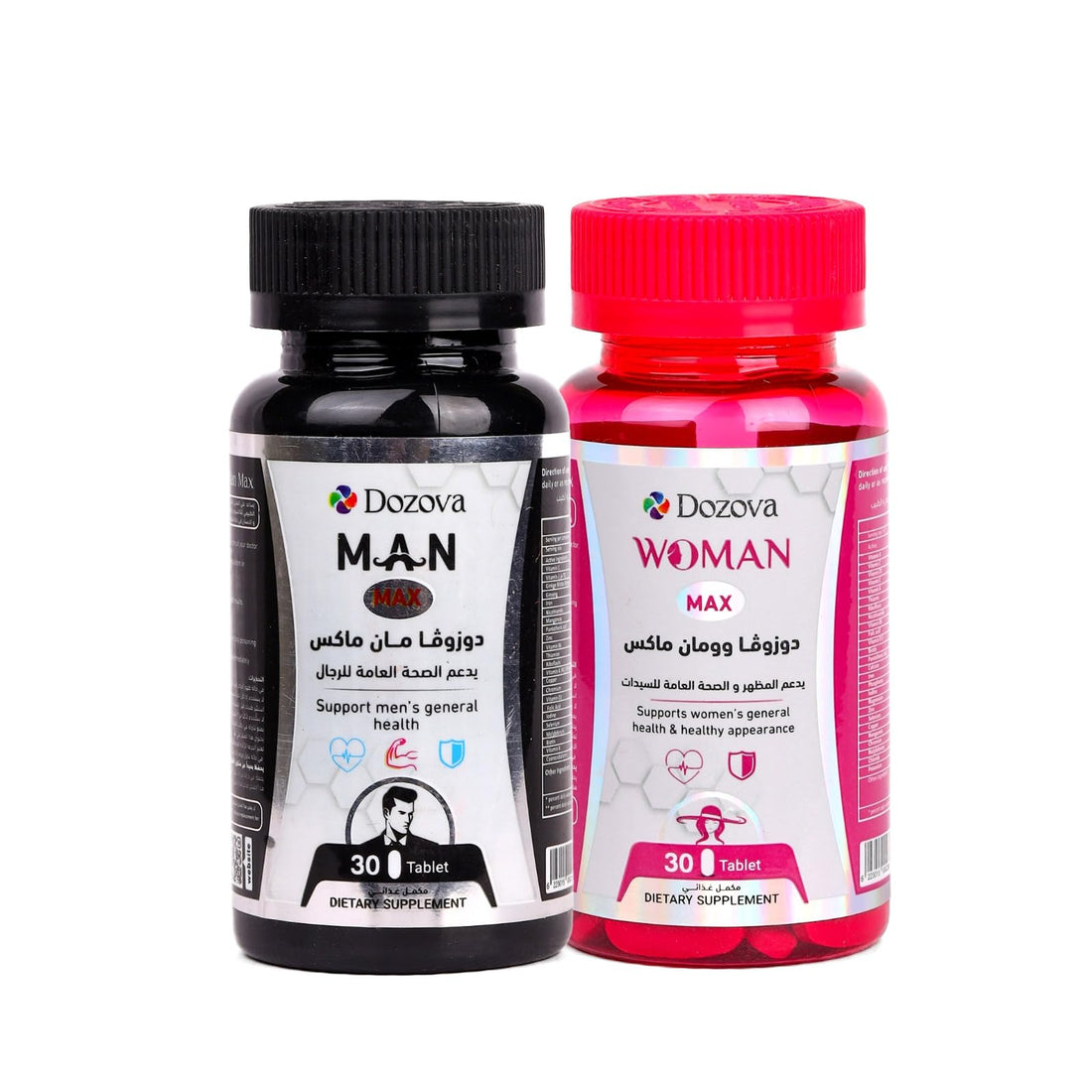 Dozova DuoMax Bundle, Men's and Women's Daily Multivitamin Supplements, 30 Tablets Each