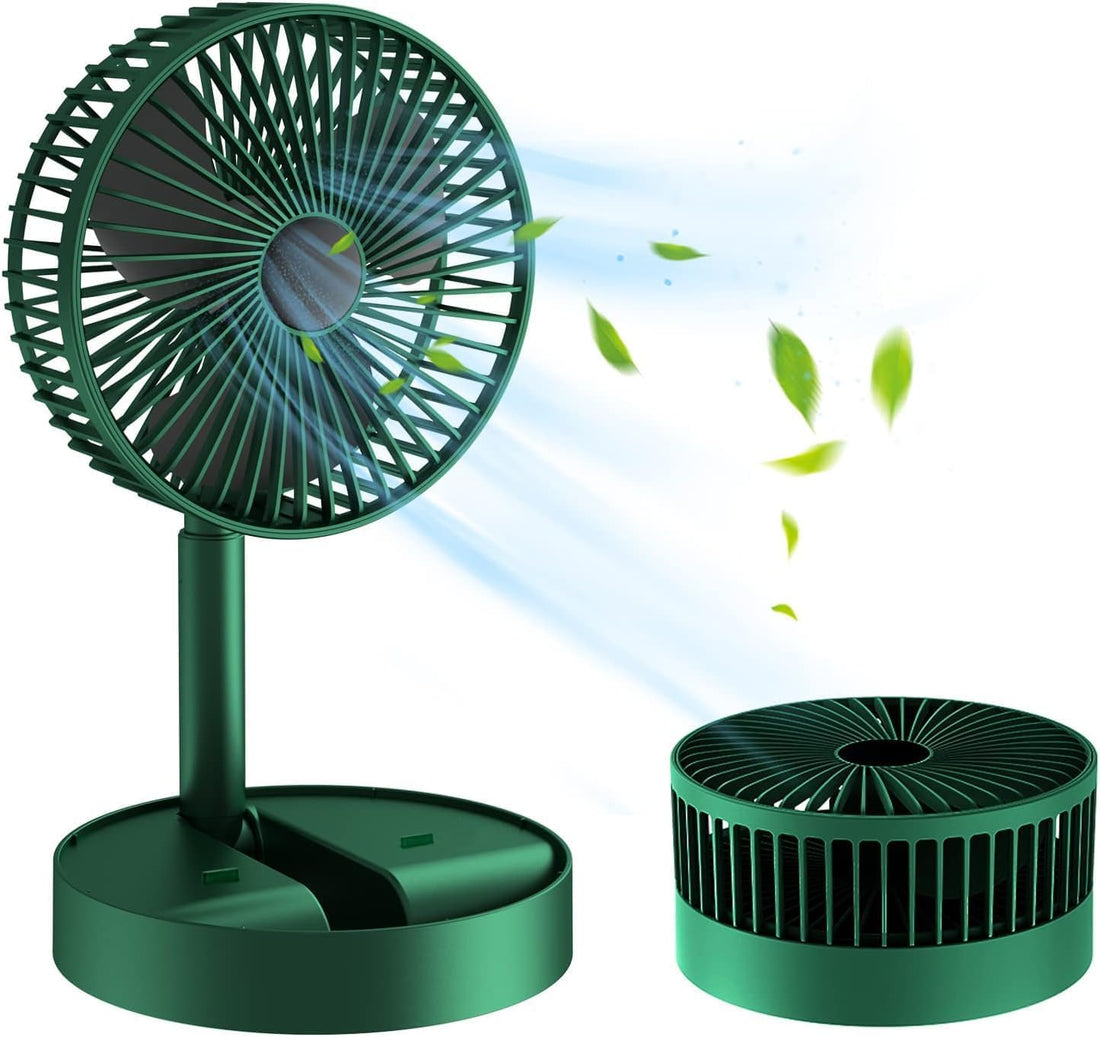 Mini USB Personal Desk Fan Folding Fan 360 Degree Rotation Height Adjustable for Home Office Study Table (Green)