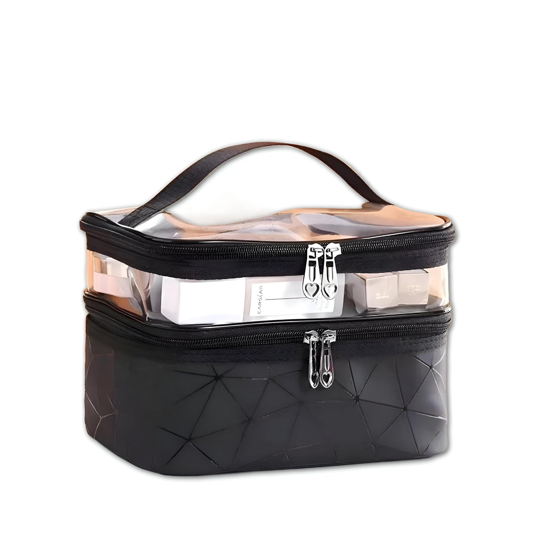 Double-layered makeup and cosmetics bag for women-travel-friendly multi-layer cosmetic bag with pockets for lipstick, brushes and essentials (option 2)