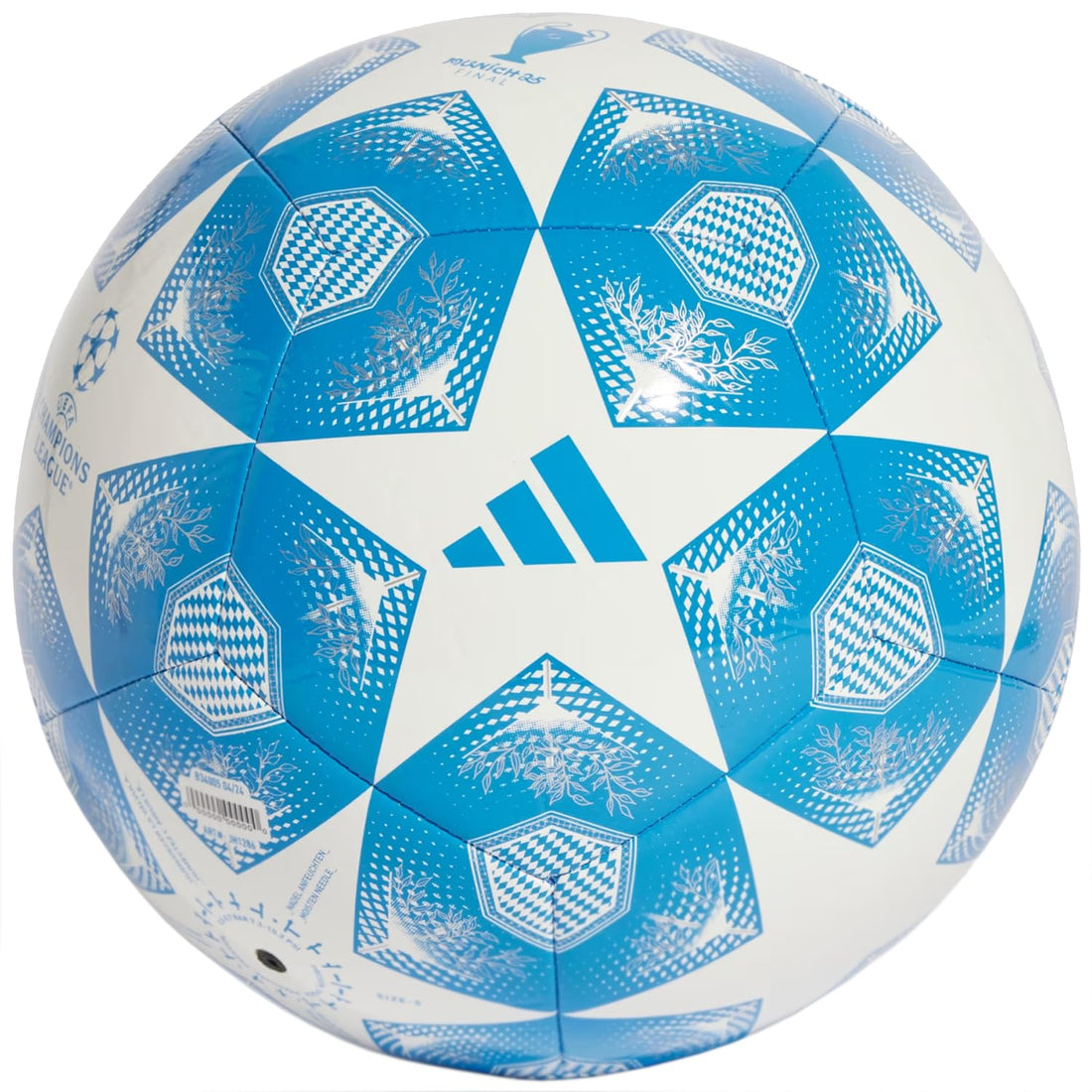 adidas ucl clb bright blue,white,silver met. football/soccer ball (machine-stitched) for men & women size 4
