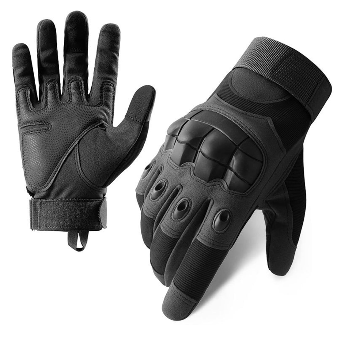 Motorcycle Gloves for Men Women Cycling Gloves with Hard Shell Knuckle Protection Full-Finger Gloves for Outdoor Sports Riding Work Climbing Hiking Training (Black)