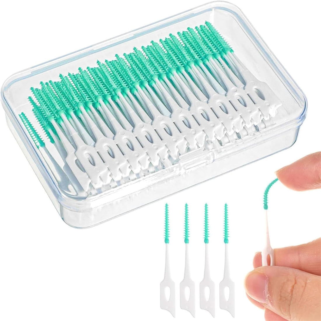 fashion mania 200PCS Dual Purpose Interdental Brush,Portable Soft Floss Toothpick for Braces Oral Cleaning,Straight Interdental Brush Disposable Toothpick