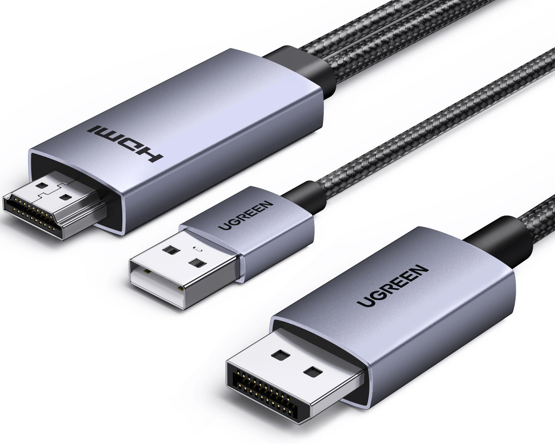 UGREEN HDMI to DisplayPort Cable 4K@60Hz Active HDMI to DP Unidirectional Transmission HDR, Dolby, HDCP1.4/2.3, 21.6Gbps Durable Aluminum Duplicate and Expansion Mode Support Monitor, Laptop, Desktop