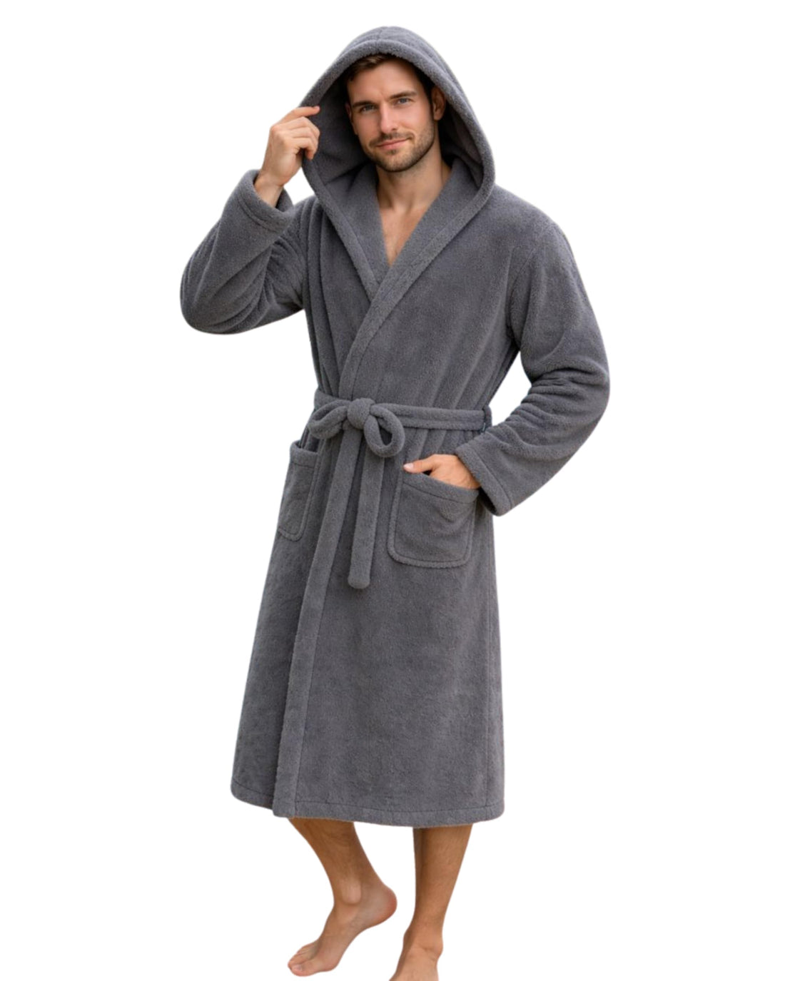 Hooded Fur Bath Robe for All – warm and Comfy Long Housecoat for Men