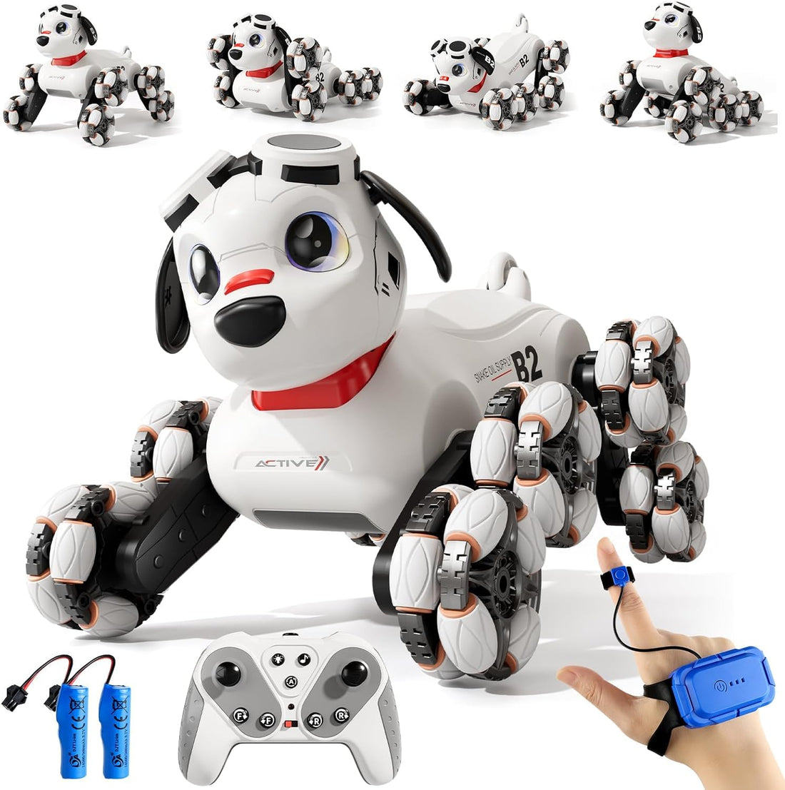 TOYS LAND RC Robot Dog for Kids, 8WD Gesture Control and 2.4GHz Remote Control Stunt Car, Robot Dog with LED Eyes & Sound Effects, 2 Rechargeable Batteries Robotic Puppy Pet Toy Gift Boys Girls