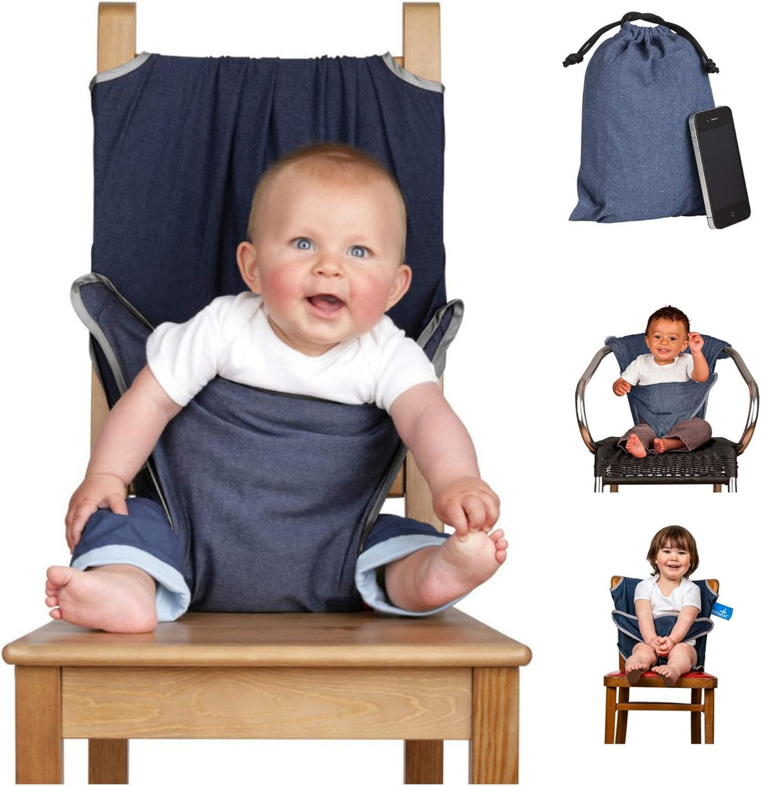 Fabric Baby Chair Carrier Strap, | Baby Carrier Cover for High Chair Seat for Toddlers (6-30 Months) | Washable, Adjustable, Comfortable, Safe, Random Shapes and Colors