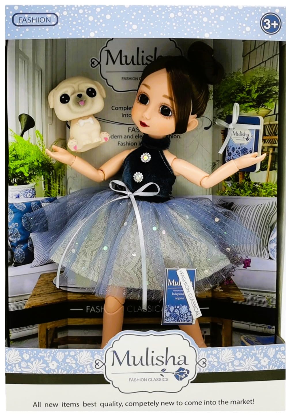 TOYS LAND Mulisha Fashion Doll, 29-CM Jointed Doll With A Stylish Dress And Silky Long Hair, Mulisha Fashion Classical Collection Doll A Best Birthday Gift for Girls Kids Age 3+ Years (QJ108D)