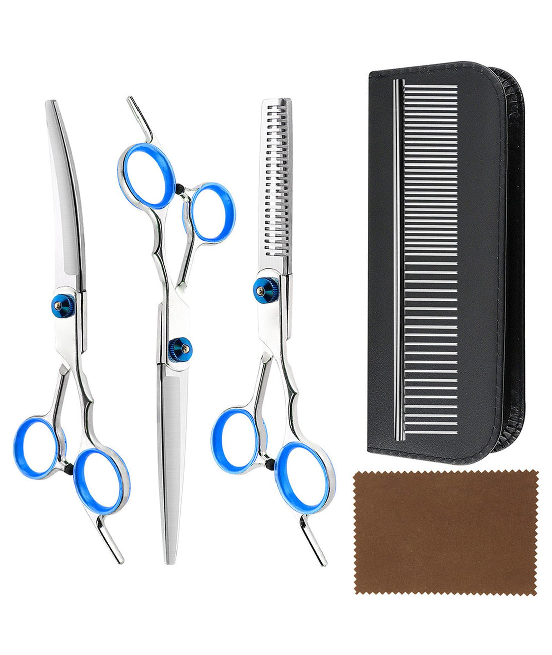 6 Pcs Dog Grooming Kit, Dog Hair Cutting Scissors, Scissors Specially With Pet Hair Long and Short Trim Styling Trim (Blue)
