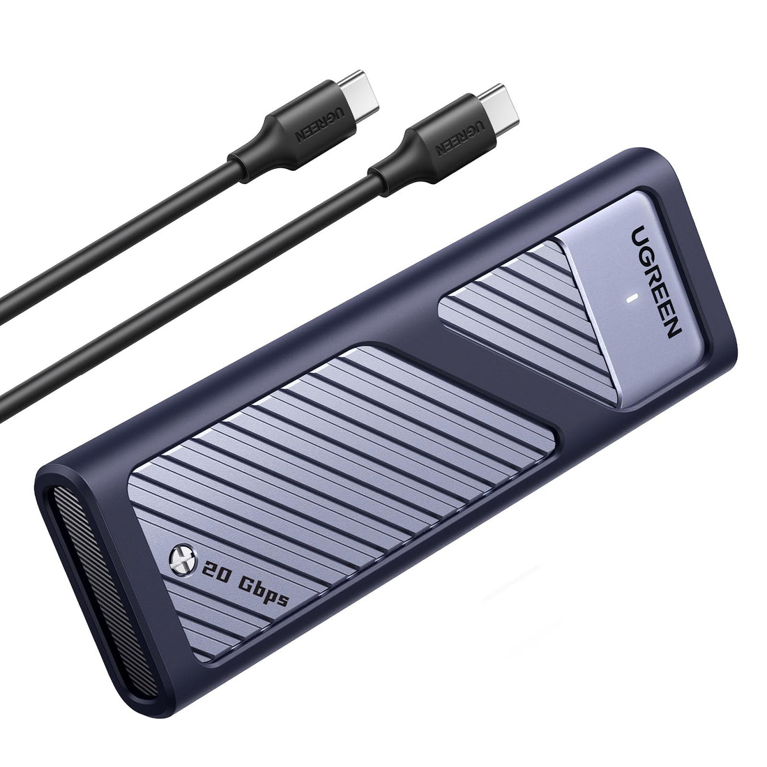 UGREEN 20Gbps NVME SATA SSD Enclosure USB C 3.2 Gen 2x2, M.2 Enclosure With Cooling Pad for NVMe and SATA From M-Key/ M+B Key in 2280/2242/2230/2260, Compatible With MacBook, HP 14pro, iPhone