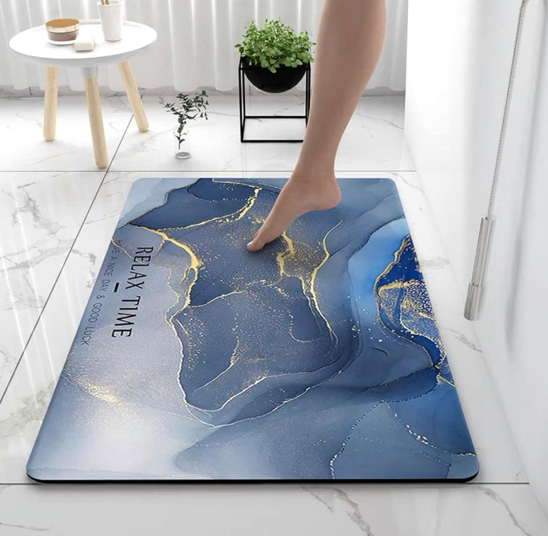 Non-Slip Quick Dry Super Absorbent Easy Clean Oil Resistant Bathroom Kitchen Home Entrance Diatum Leather Mat (60 x 40cm)