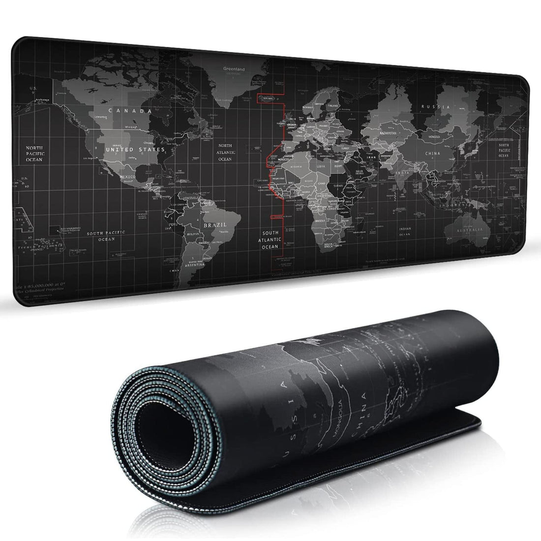 World Map Extended Gaming Mouse Pad, Large Desk Mat with Stitched Edges, Non-Slip Rubber Base, Smooth Surface Keyboard & Mouse Pad for Gaming, Office, Laptop & Desktop, 70 × 30 cm – Multi-Color