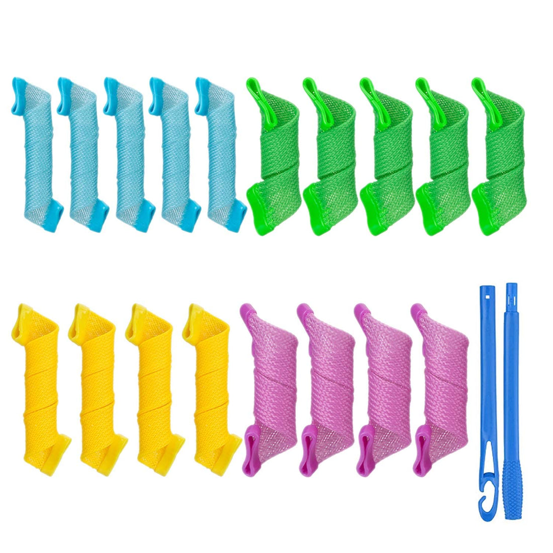 Magic Spiral Heatless Curler Set, No Heat, Curlers for Long/Short Hair, Waves and Permanent Wave Set, DIY Hairstyle Tools, 18 Pieces