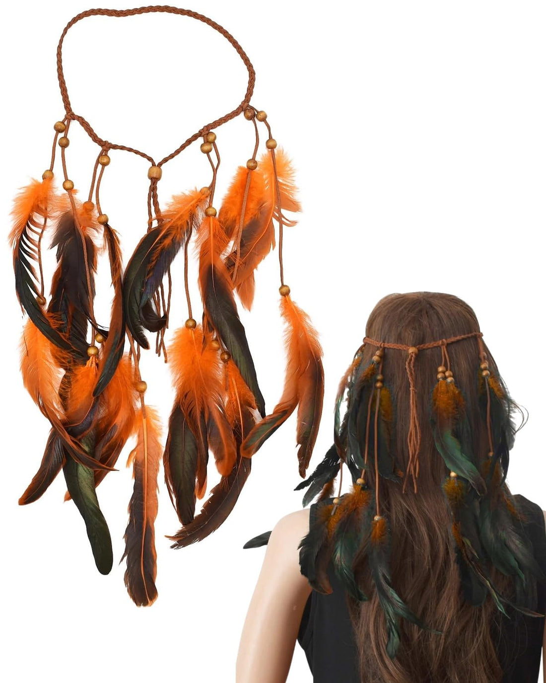 TPZORJX Boho Feather Headpiece Feather Feather Beads Tassel Headband Turquoise Princess Head Chain Jewelry for Women and Girls Christmas ,Indian Feather,Indian Feathers