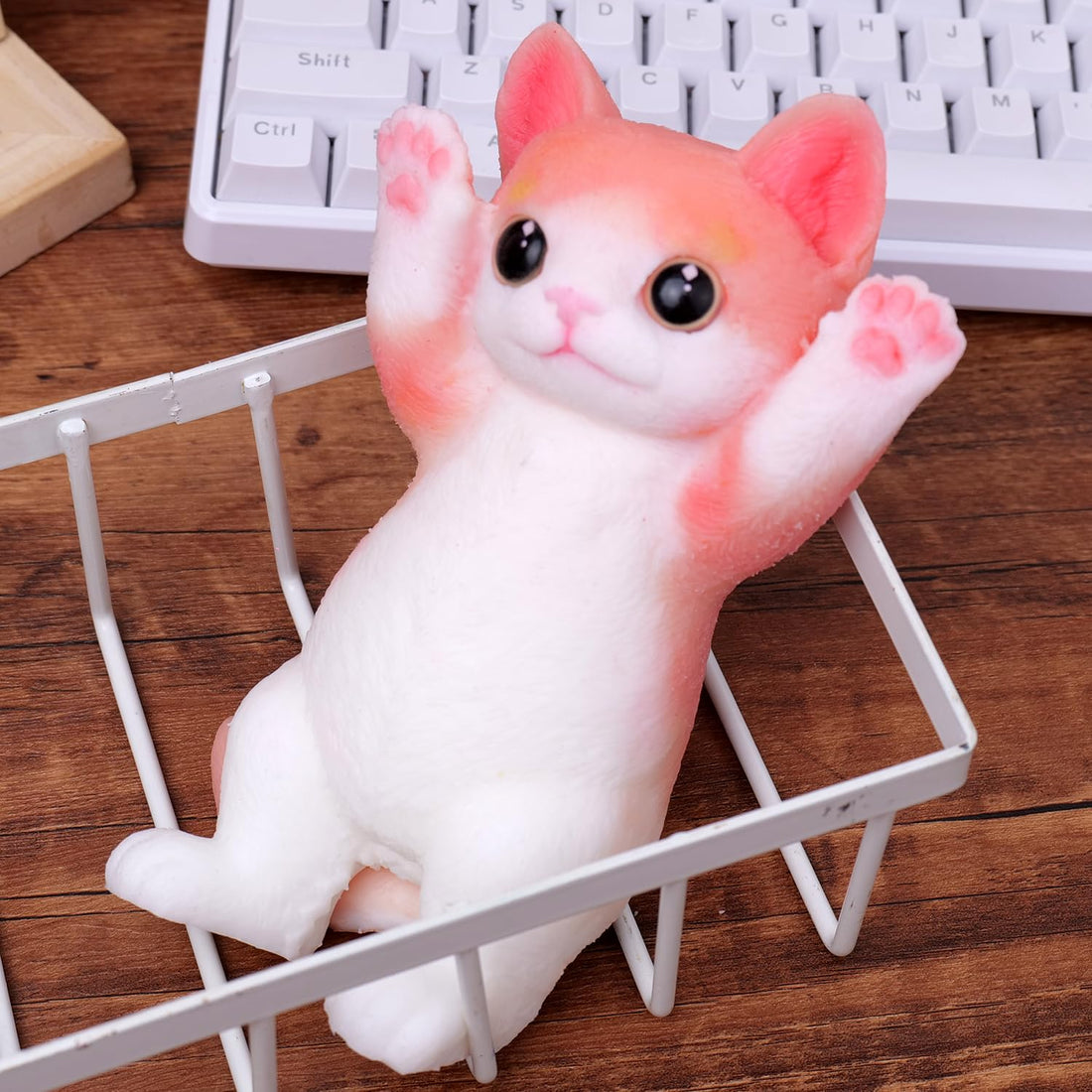 Handmade Squshy Toys Cute Cat Squeeze Toy No Odor Silicone Simulation Cats Doll Toys Cute Kitty Squishy Stress Relidf Toy (Orange)