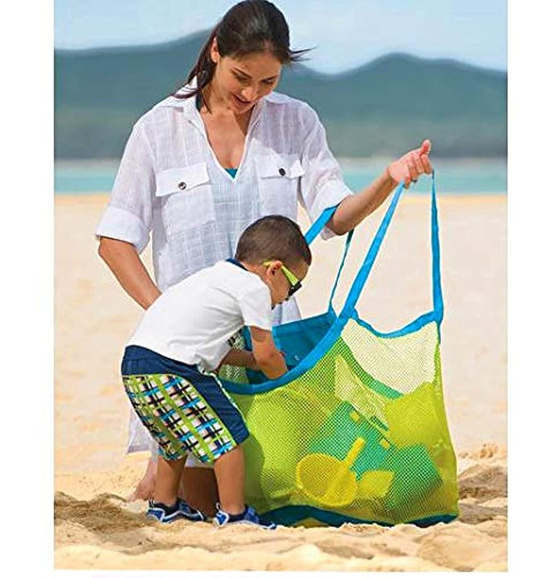 Other Green Nylon Rectangular Drawstring Large Beach Storage Bag