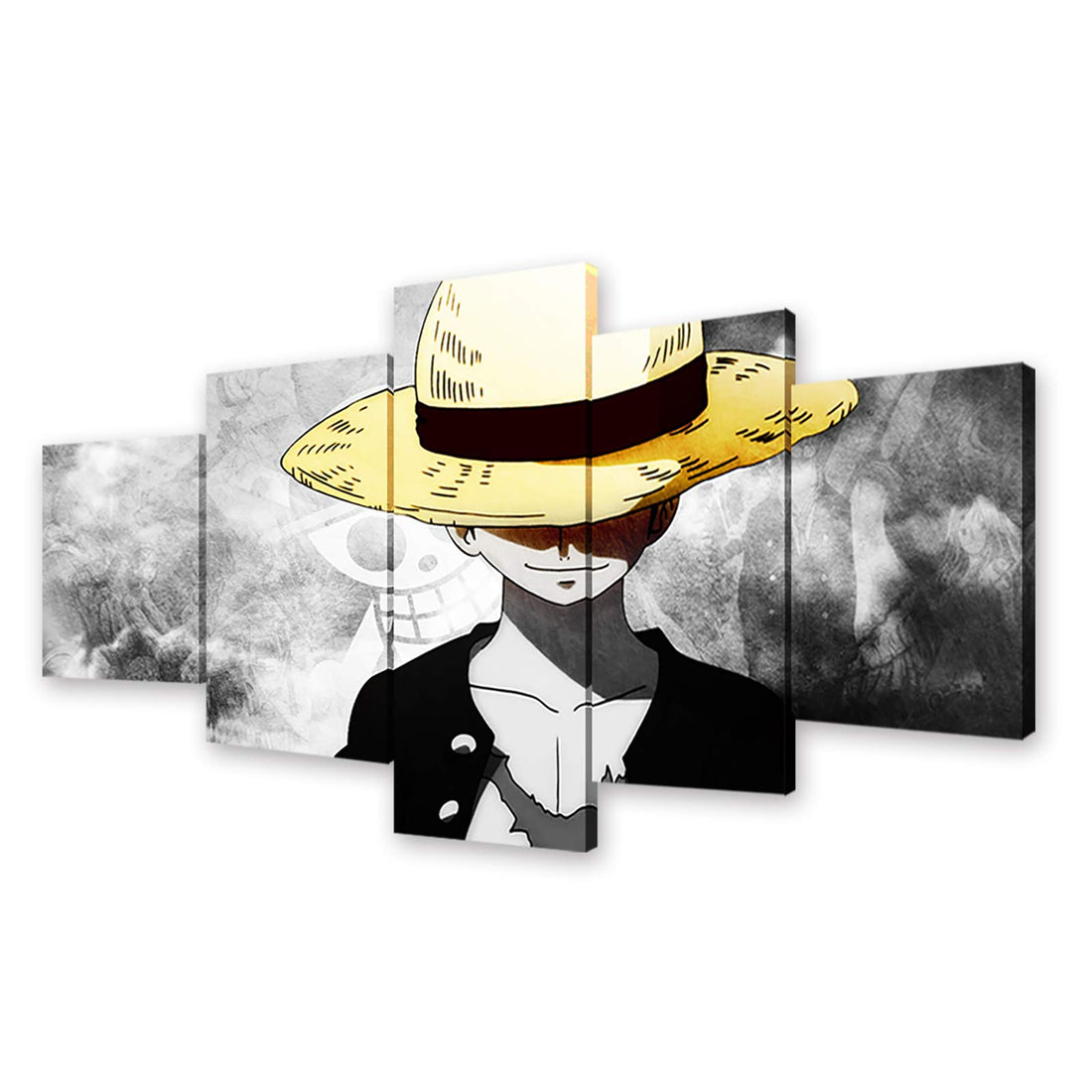 Anime One Piece Luffy Poster Print Monkey D. Luffy Canvas Painting for Living Room Decor Wall Art (With Frame, Luffy 2)