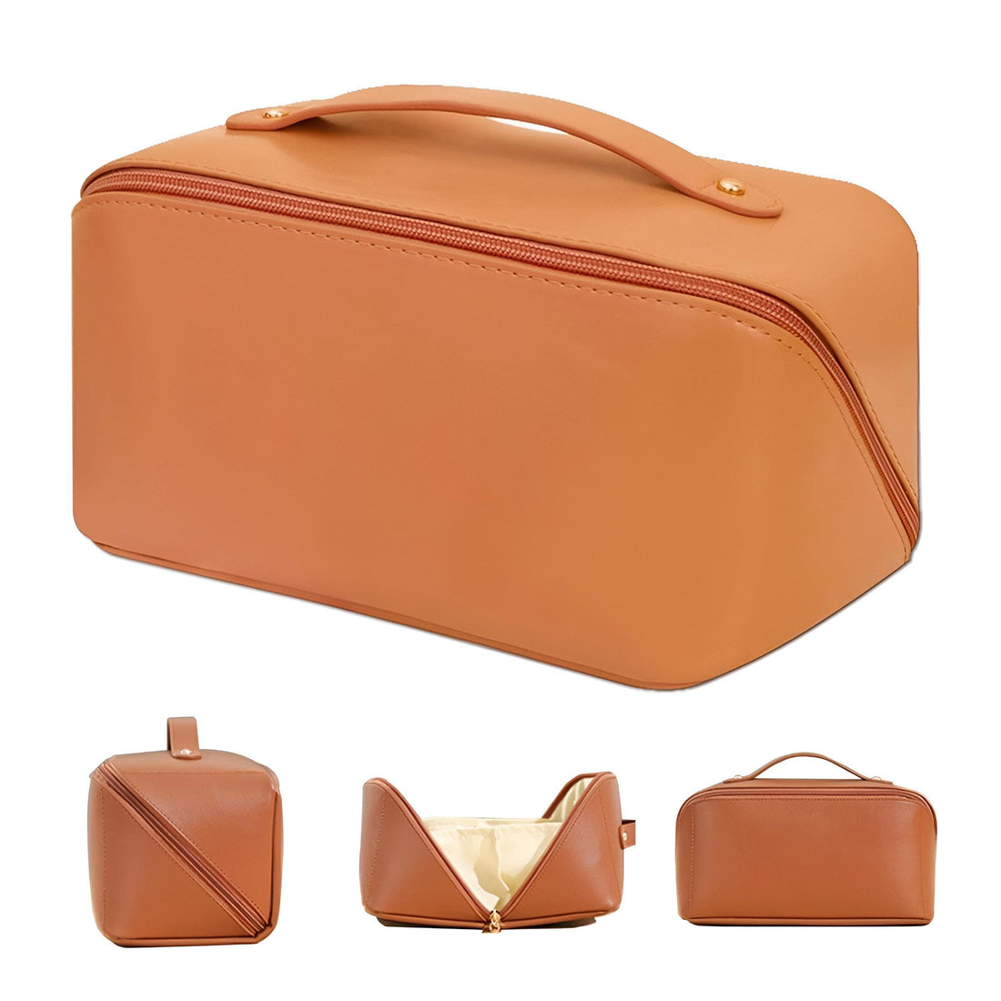 Luxury Makeup Pouch - Elegant leather cosmetic bag crafted with premium materials, combining functionality and style for travel, daily beauty routines, and secure storage of essential accessories.