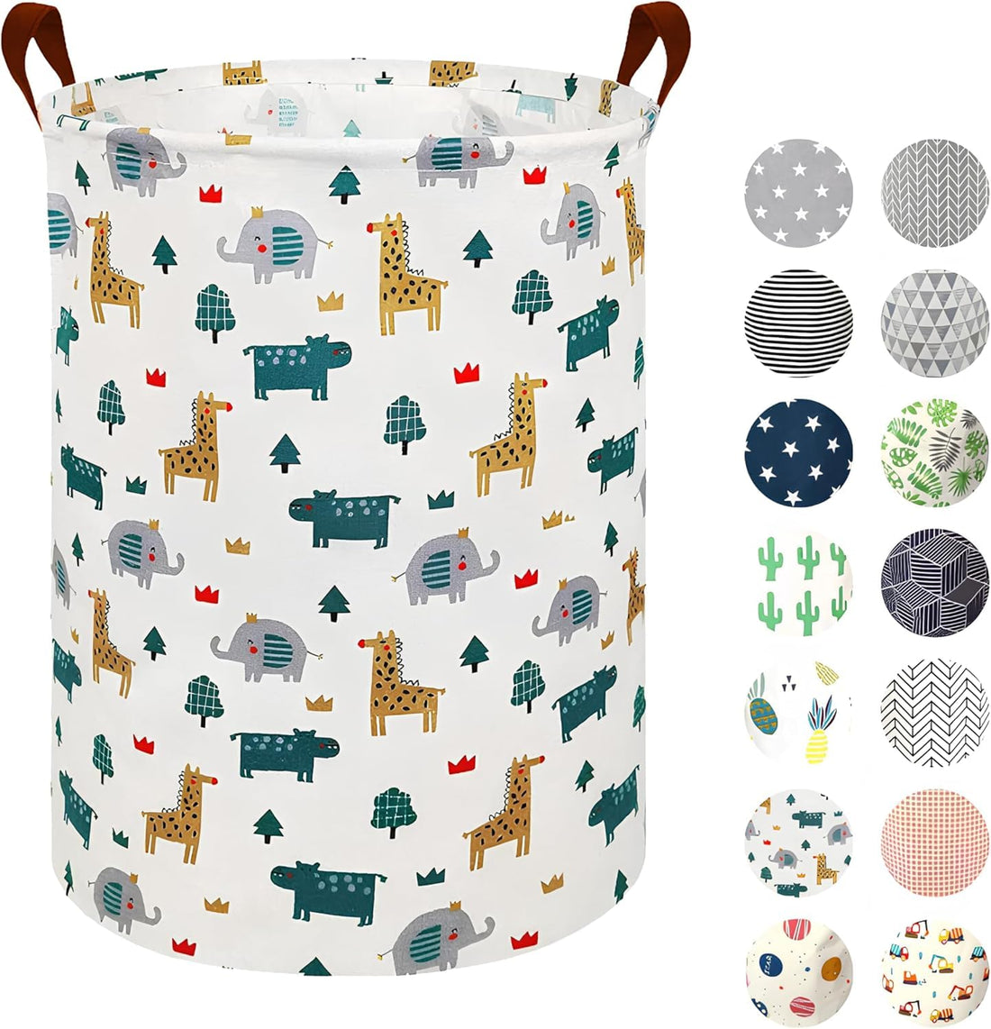 Laundry Basket - Waterproof Collapsible Washing Container With Handles for Bathroom, Bedroom - Round Foldable Wicker Design - Perfect for Dirty Clothes, Toys, Towels (Assorted Designs)