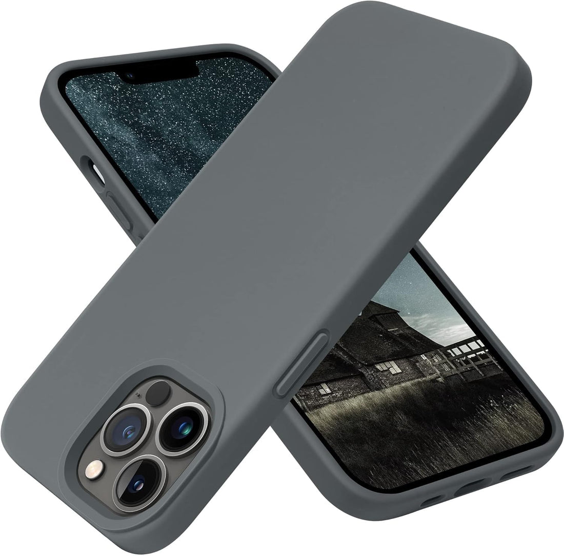 Nopatia Silicone Case for iPhone 14 (6.1 Inch) Soft Touch Bumper Anti-Scratch Full Body Protection Slim Lightweight Durable Easy Installation (Dark Grey)