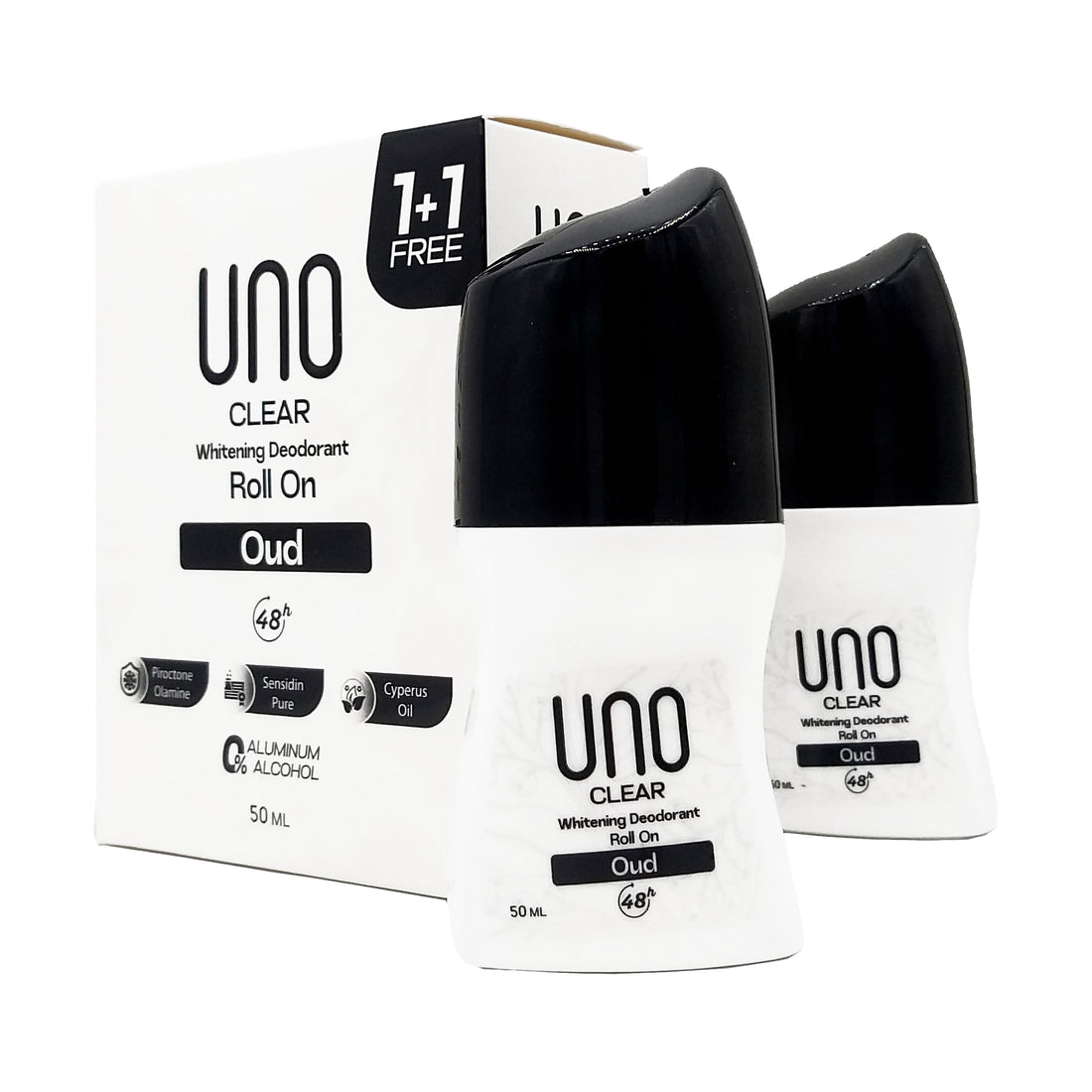 UNO Clear Whitening Creamy Deodorant Roll On (Pack Of 2) With The Scent Of OUD - 50 ml