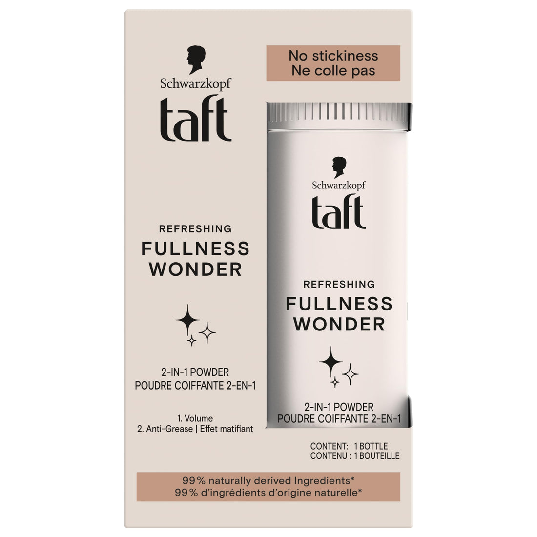 Schwarzkopf TAFT Hair Styling Powder 2-in-1 Volume Long-Lasting Matifying Effect Messy Effect No Stick 99% Natural Ingredients 10 g Container