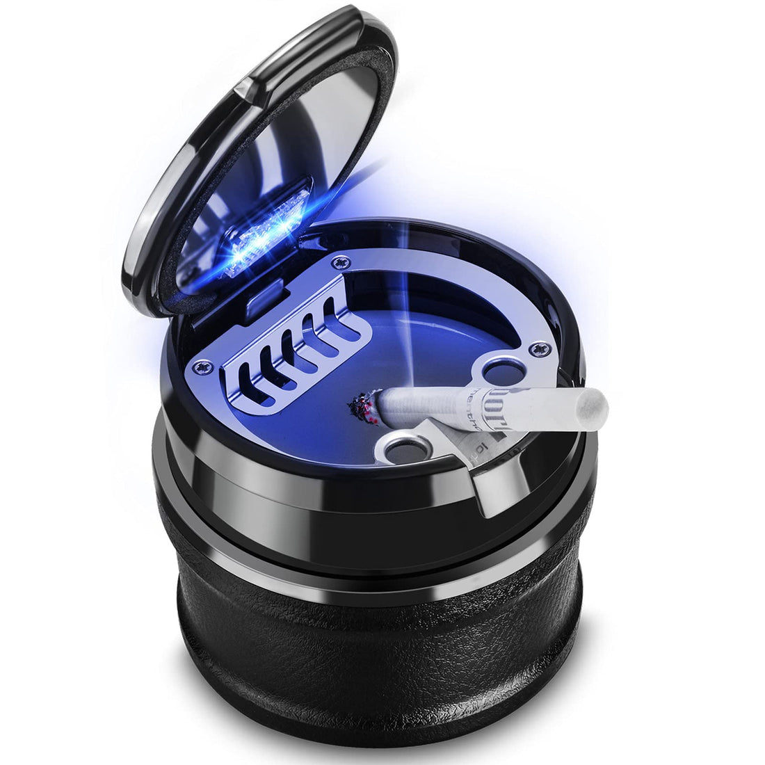 Car Ashtray with Lid Easy Clean Up Detachable Auto Ashtray LED for Most Car/Air Vent Cup Holder Home Office