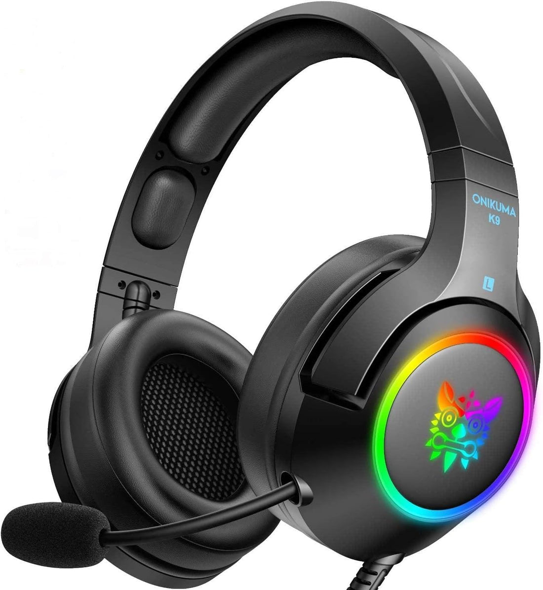 ONEKUMA K9 Wired Gaming Headset Black | 50mm Drivers | RGB LED | Noise Canceling Mic | USB + 3.5mm Switch