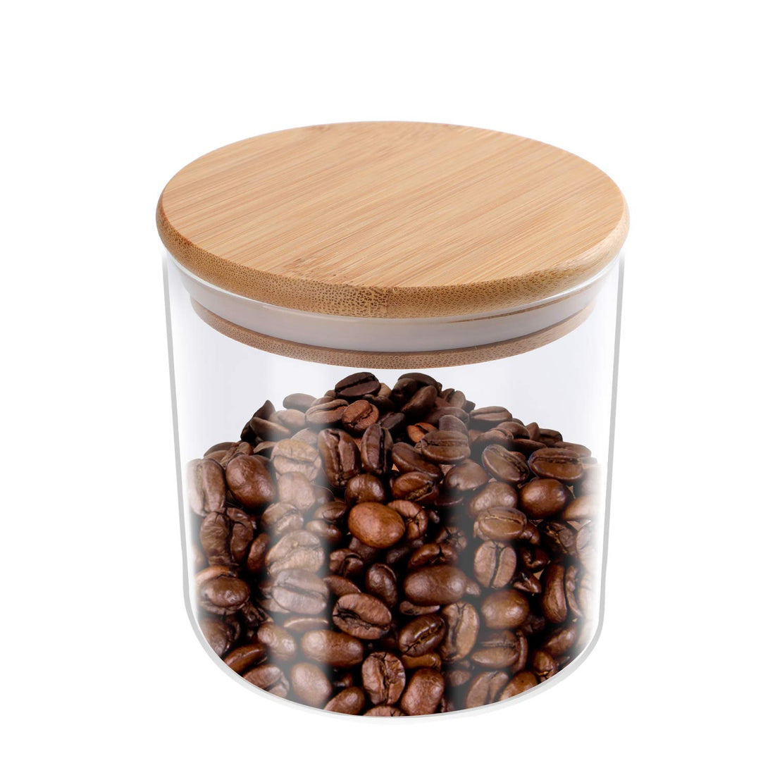 MUCH Food Storage Jar, 18.6 OZ(550ML), Airtight Glass Containers Set with Clear Seal Bamboo Wooden Lids - Kitchen & Dining Canisters for Serving Tea, Coffee, Spice, Sugar, Candy, Cookie, Rice