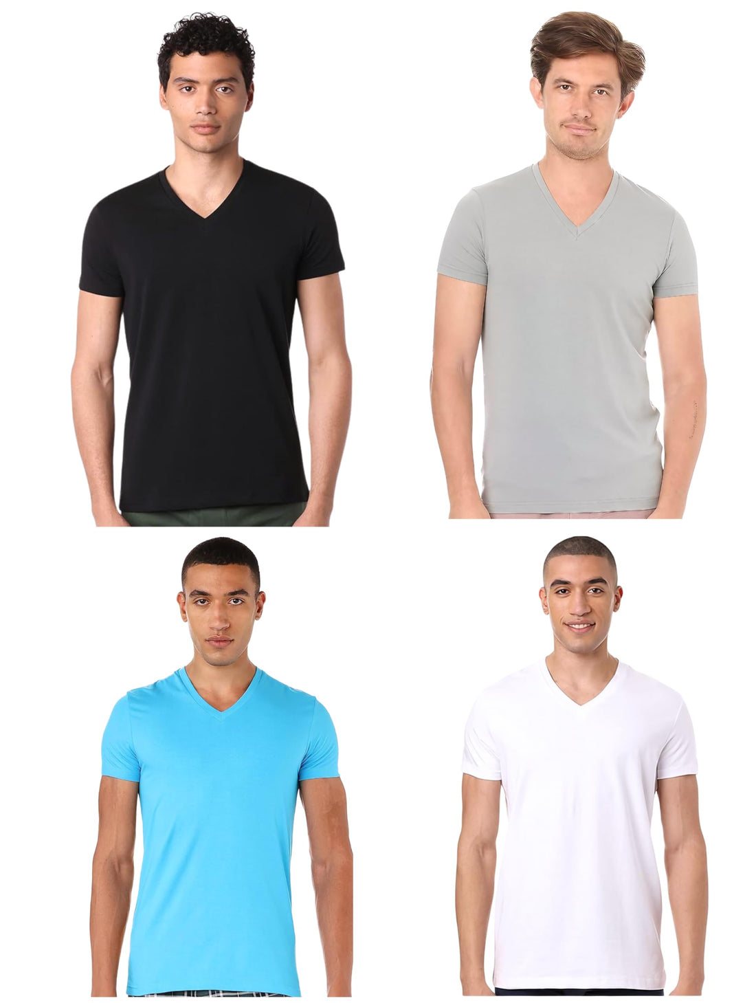 Hero Basic mens Set Of 4 - V Neck t-Shirts+ Free Boxer Underwear (pack of 5)
