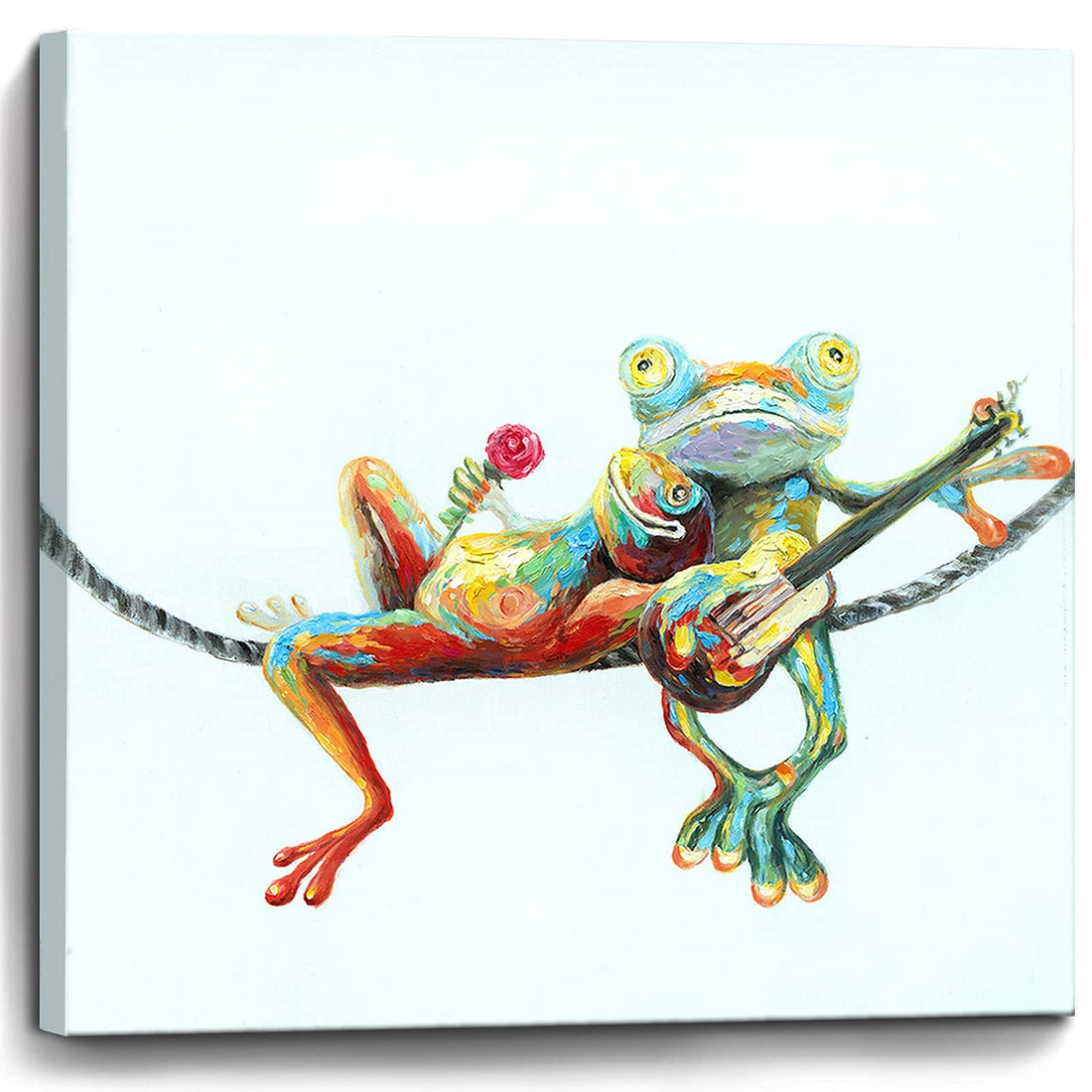 Artexist Bathroom Decor Wall Art Frogs in Love Picture Print Painting Framed Canvas Artwork for Bedroom Kitchen Modern Home Animal Decorations Size 14x14 inch Ready to Hang