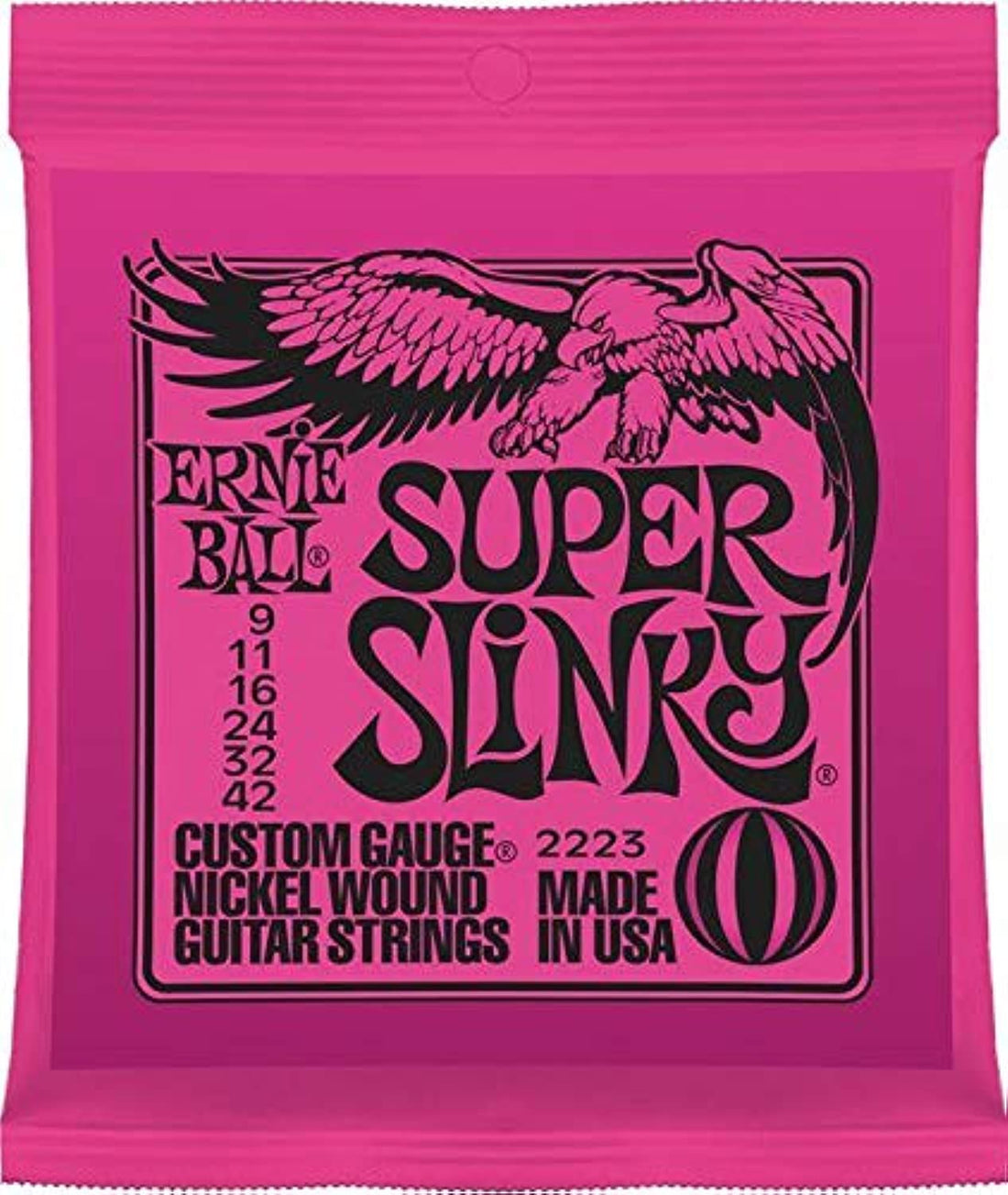 Ernie Ball Nickel Super Slinky Custom Gauge Electric Guitar Strings - 2223