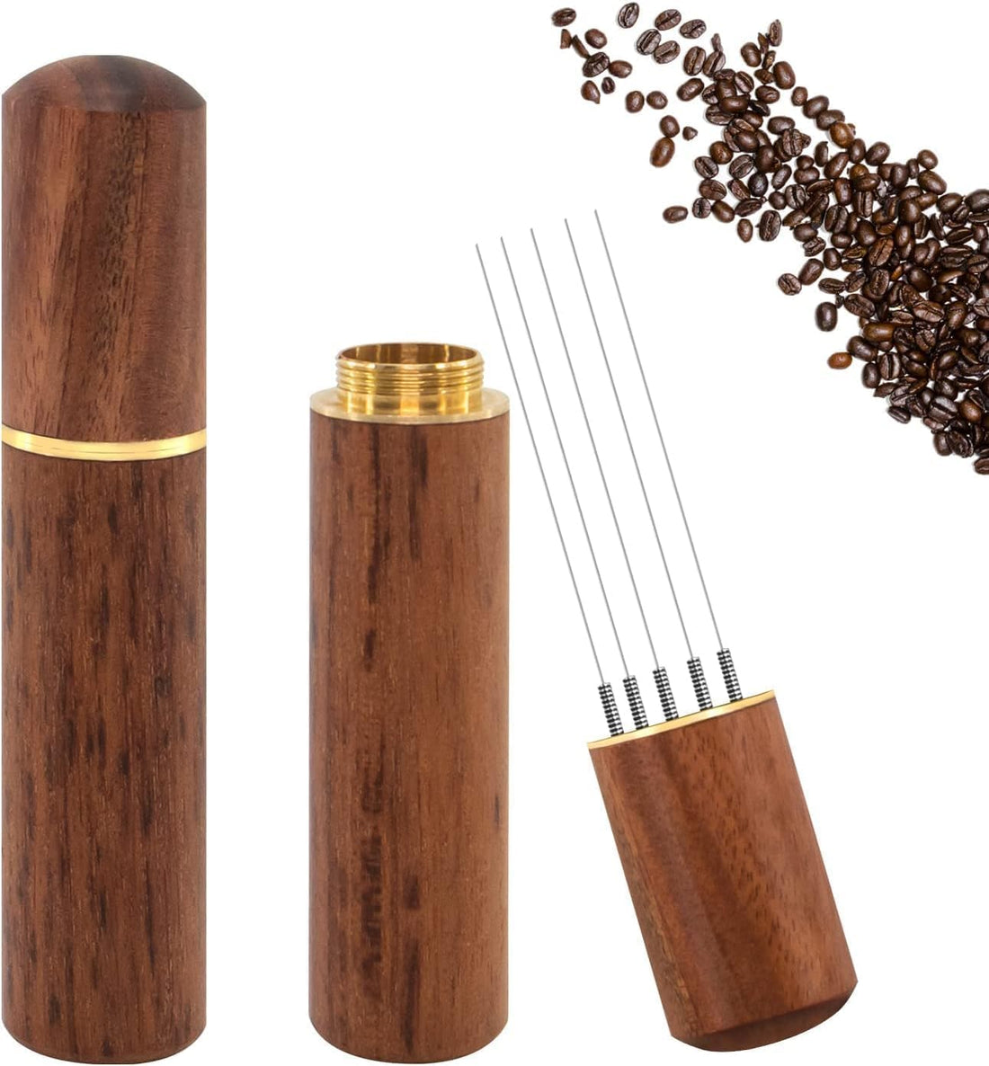 OVA Needle Espresso Distribution Tool, 0.3mm Fine Coffee Stirrer Needles with Natural Wood Handle & Stand, Espresso Accessories