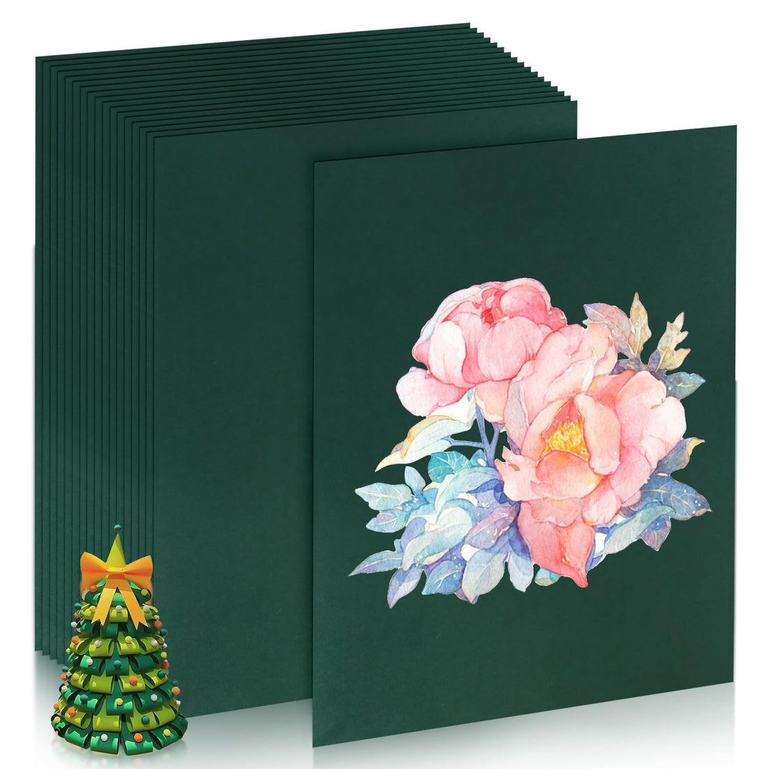 24 Pack Green Cardstock 8.5 x 11 inches Green Construction Paper, Thick Paper Cover Card Stock for DIY Crafts Supplies (Drak Green)