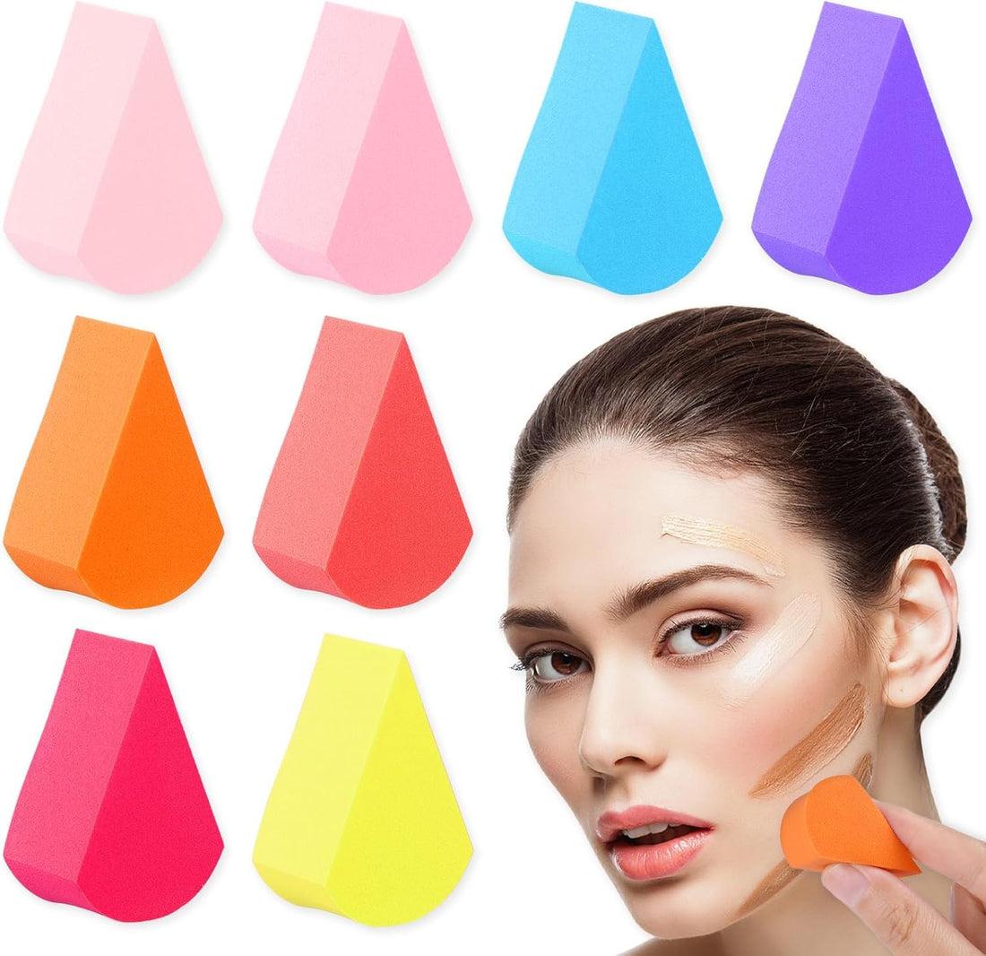 8 Pcs small Makeup Sponge Beauty Face Paint Sponge Reusable Cosmetic Petal Puff Soft Foundation Applicator Wedge Blenders for Cream Concealer Clean Body Painting Art Work