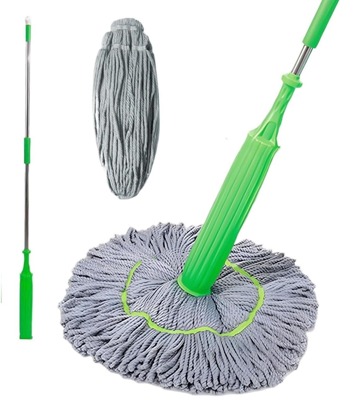 2-in-1 Twist mop Floor Cleaning | 360° Rotatable Adjustable Microfiber Mop for Hardwood, Tile, Laminate, and Outdoor Cleaning | -Easy Cleaning Tool (green)