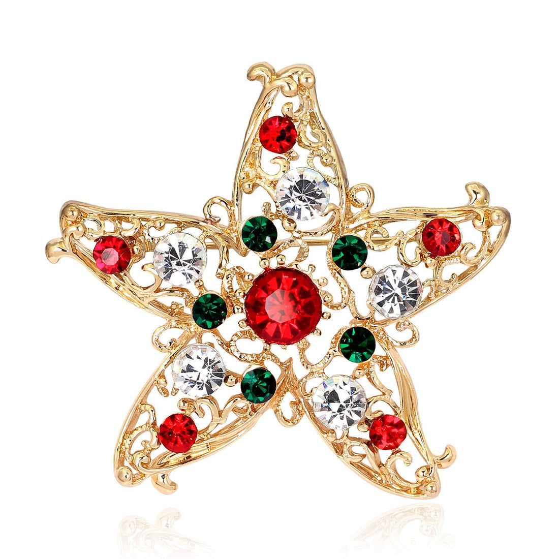 MySouq.Store 1 Pcs Christmas rhinestone cartoon animal brooch Christmas tree sleigh stars bells deer boots penguin wreath bird pin accessorie - Style-K