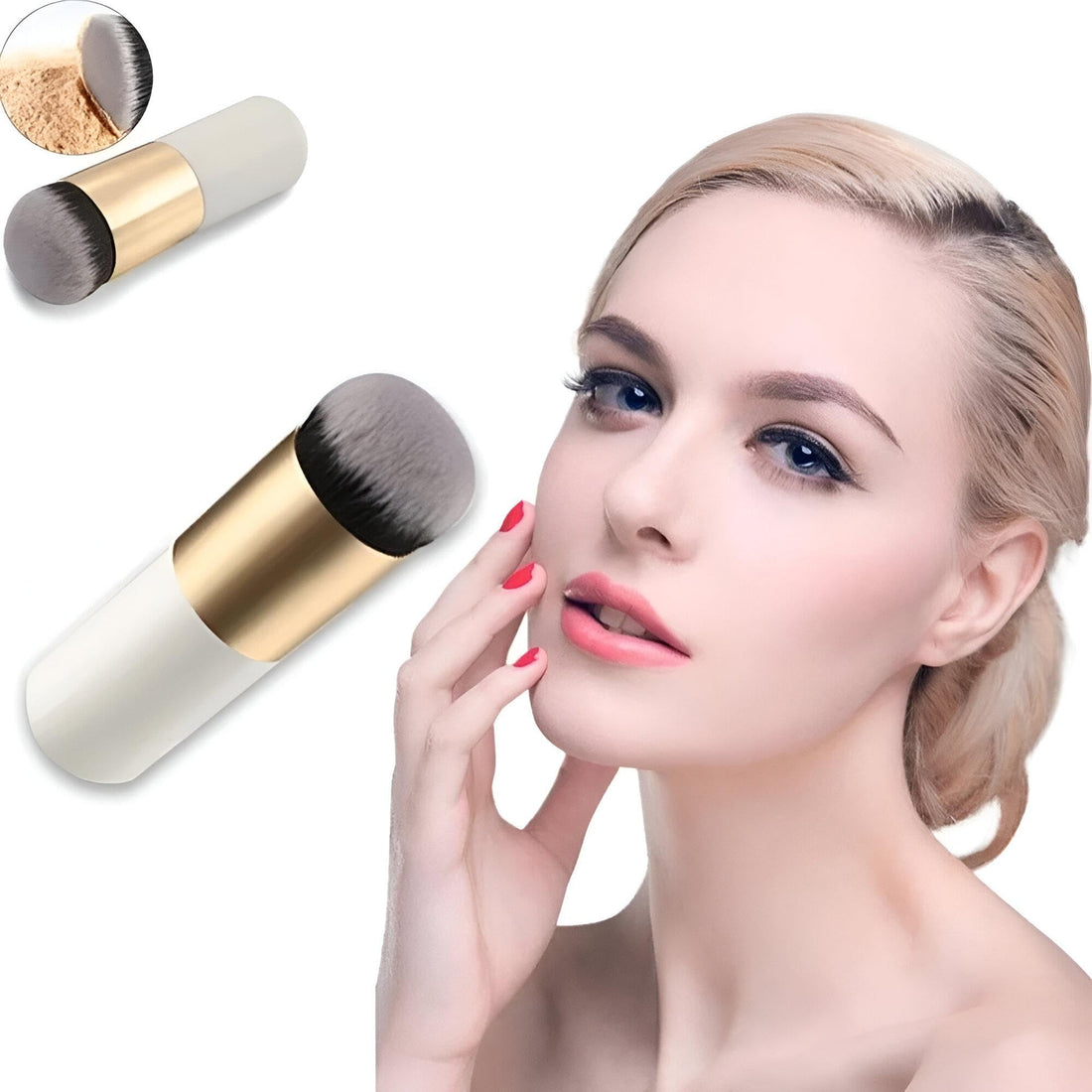 Makeup Brush - Professional Foundation Brush for Smooth Application of Liquid Concealers, Powders and Creams, Perfect for Blending Blushes and Achieving a Flawless Finish Every Time (2 Pieces)
