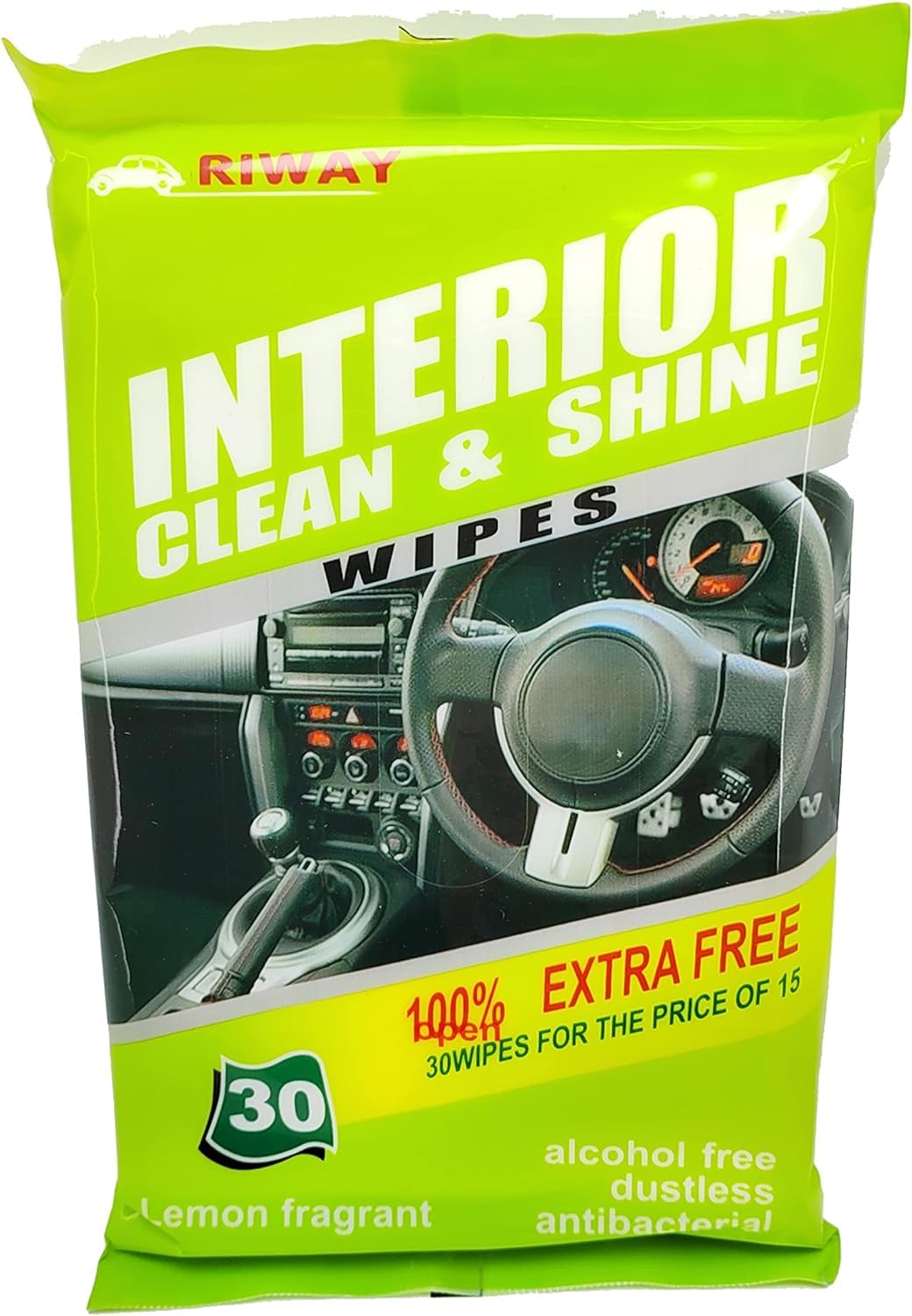 Rana Store Cleaning Wipes for Kitchen, Office, All Home Furniture, Car Interiors from Dirt, Seats, Rings and More, Offer on Pack of 30, Lemon Scent