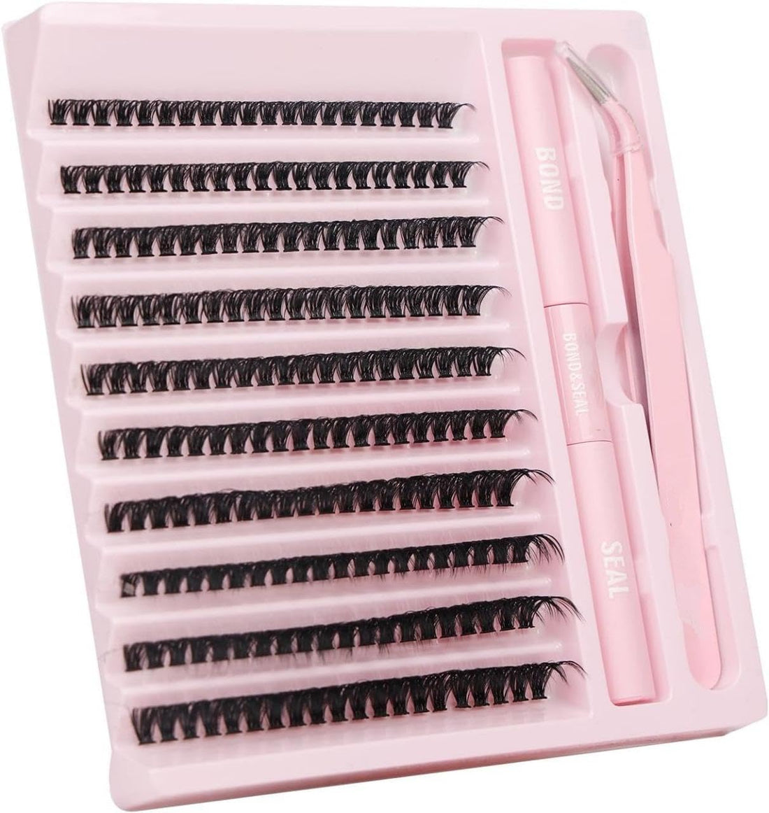 200pcs Lash Clusters Individual Lashes Eyelash Extension Kit D Curl Volume Cluster Eyelashes with Lash Bond and Seal and Lash Tweezers,Application at Home Lash Extension Kit (30p+40-10MM)