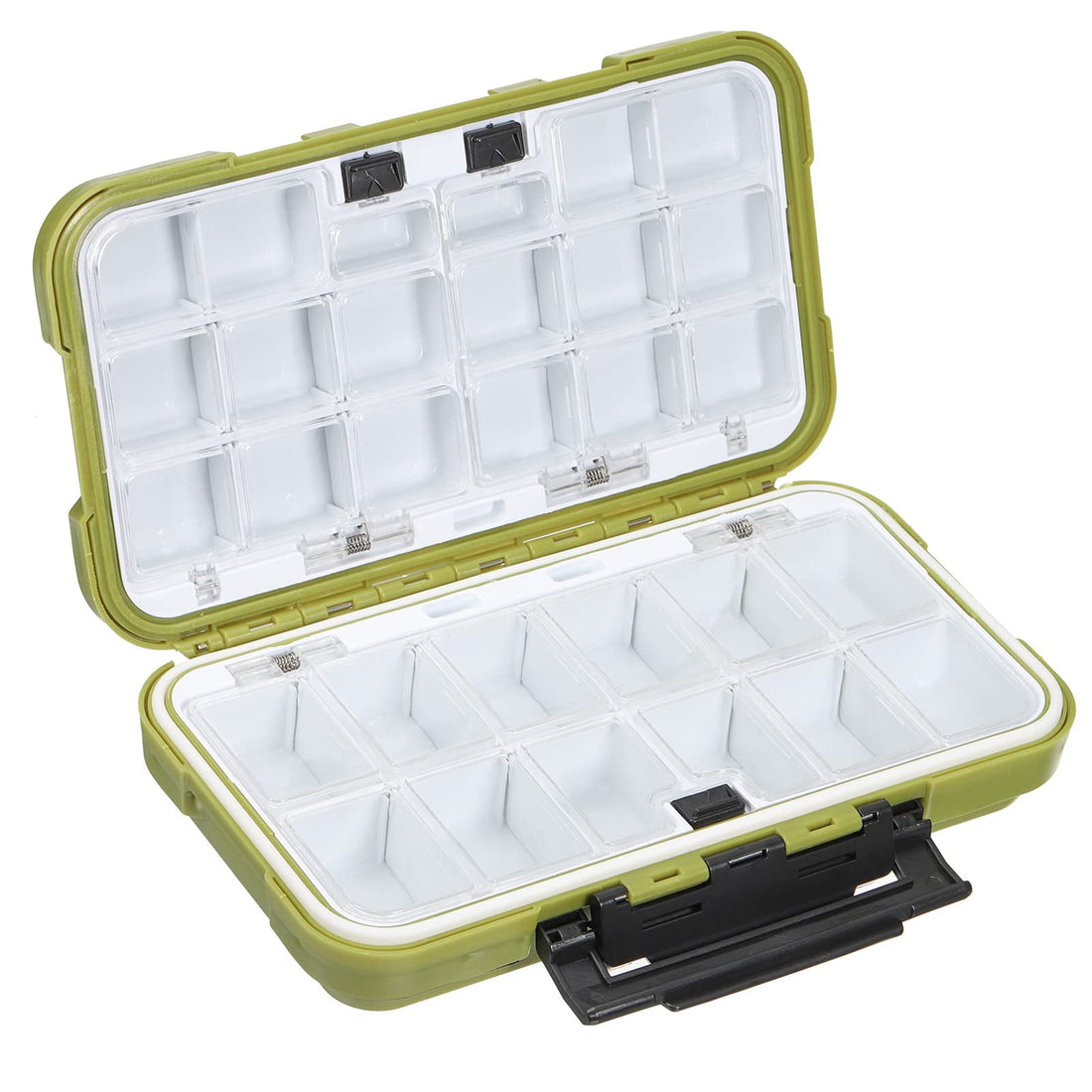 PATIKIL Waterproof Fishing Lure Box, Plastic Two-Sided Fish Tackle Bait Storage Container, Green