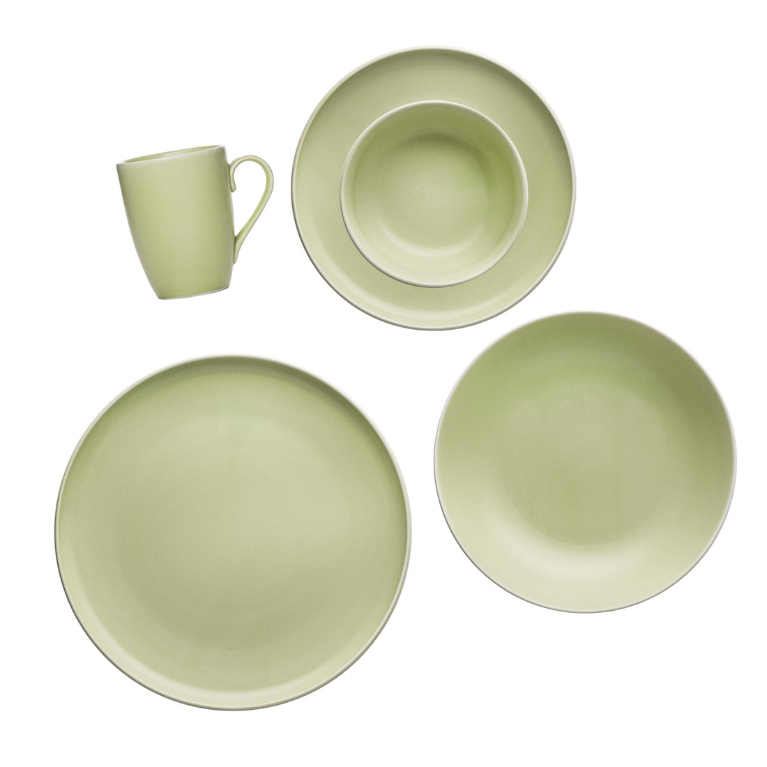 Fathy Mahmoud Venus Porcelain Tableware Dinner 30-Piece Set, Matte Light Green