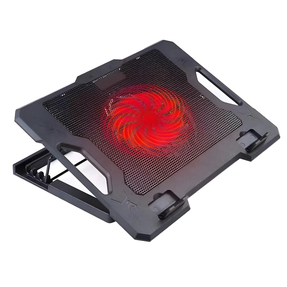 C1000 Laptop Cooling Table - 17 Inch - Heavy Duty High Performance Fan with 2 USB Ports - Unique Design with LED Lighting - Adjustable Base (Red)