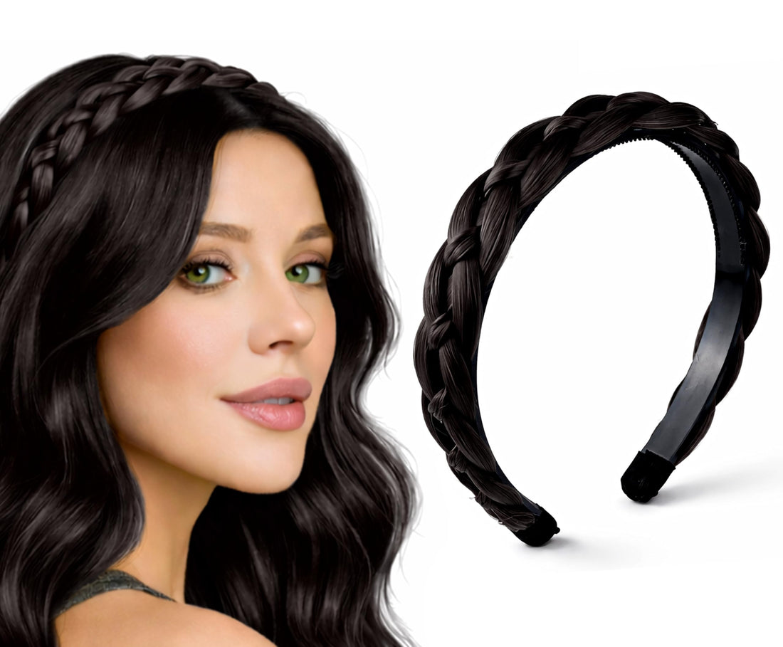 Braided Headband For Women - Double Braid 6 Inch Synthetic Hair, Natural Look, Soft & Lightweight, Everyday Hairstyle, Model - JW221B (#4)