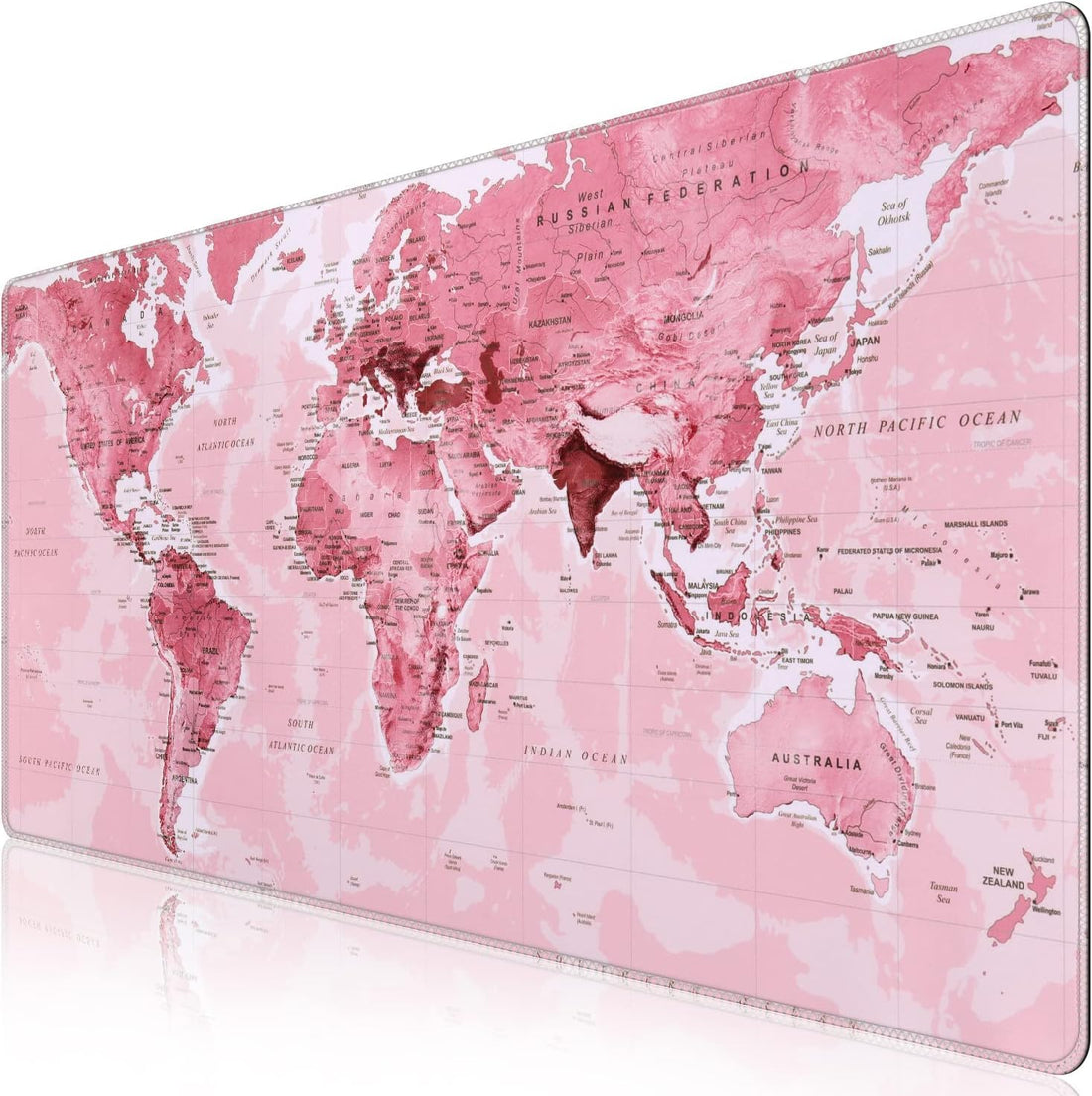 PINK World Map Gaming Mouse Pad - (70×30cm) for Keyboard and Mouse Desk Mat for PC - Non Slip Rubber - Speed Edition | 700× 300×3 mm