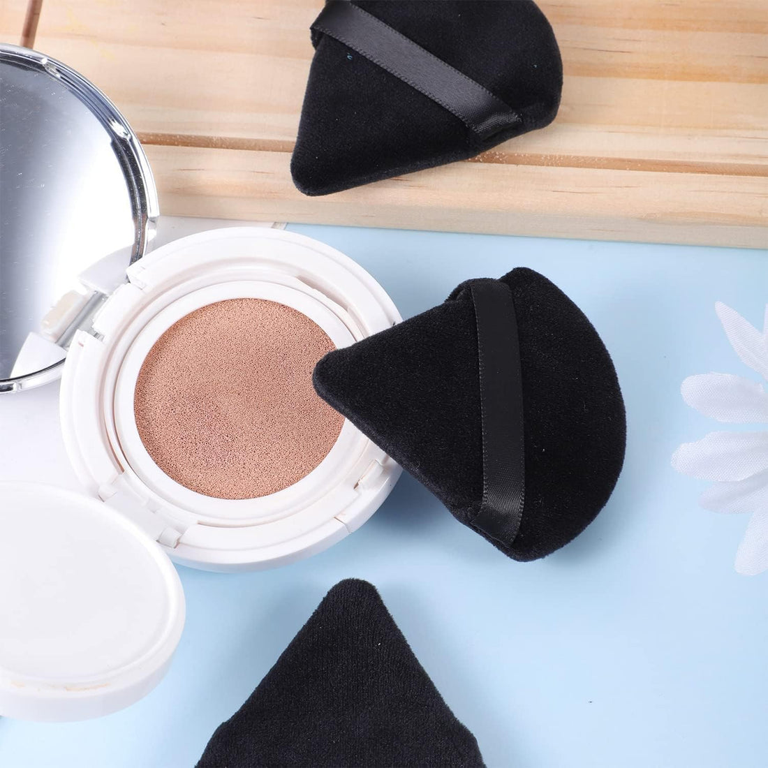 Soft Triangle Makeup Puff Sponge Suitable for Loose Powder, Body Powder, Velvet Body Powder, Cosmetics, Foundation, Mixed Sponge, Beauty Makeup Tools (Black) (5)