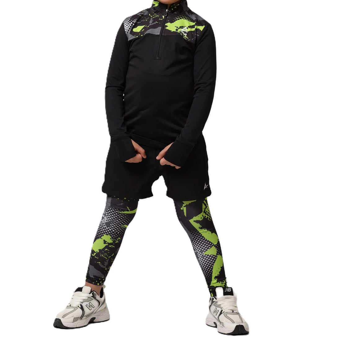 Anja Girls Sweatshirt Girls Black Pattern Splash Performance T-shirt – Sporty Long Sleeve Top