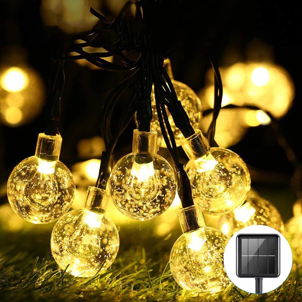 Solar Garden Lights,30 LED Warm White Lights Solar Powered 21.3ft,Xmas Lights 8Modes Waterproof LED Crystal Ball Decorative Light,Garden,Party,Festival No wiring