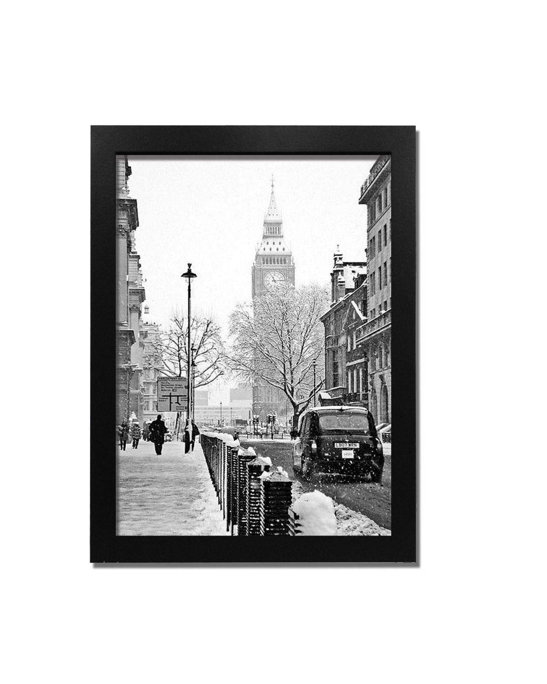 BIG BEN LONDON - BLACK - Wooden Frame with Glass - Printed Poster Tableau wall art BZL-146-24322-BK