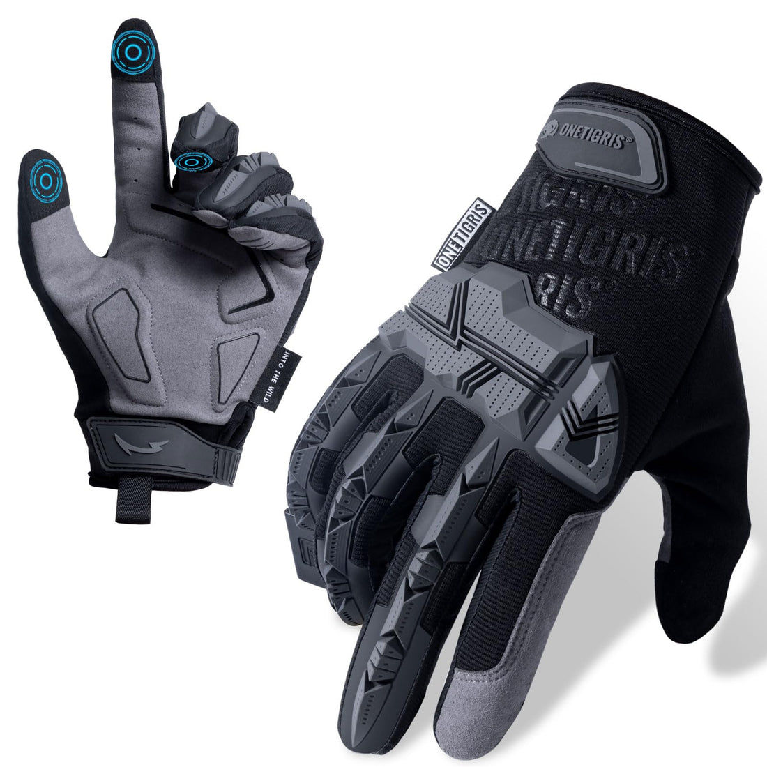 OneTigris Motorcycle Gloves, Touchscreen Gloves for Men with Soft Palm Pads for Motorcycle Riding, Paintball, Cycling, Work, Hiking, Camping, and Climbing